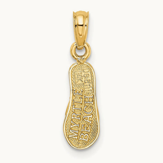 3D MYRTLE BEACH Single Flip-Flop Charm, 14K