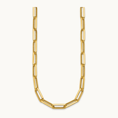 Polished Paperclip Link Chain Necklace, 7mm, 14K