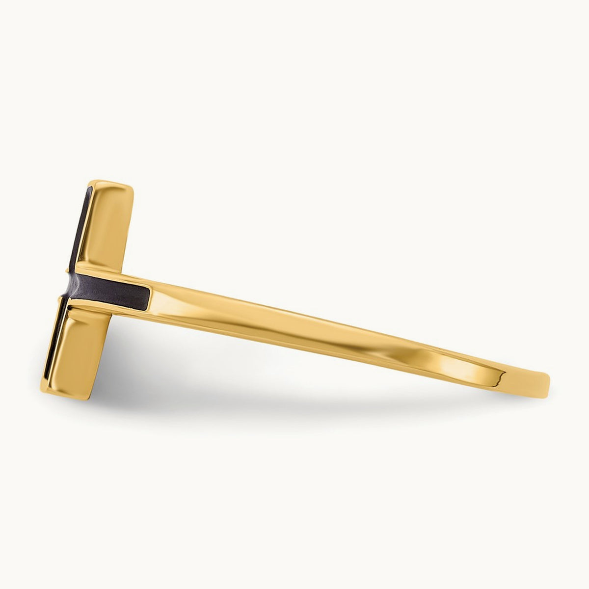 Antiqued Sideways Cross Ring — 14K Yellow Gold
