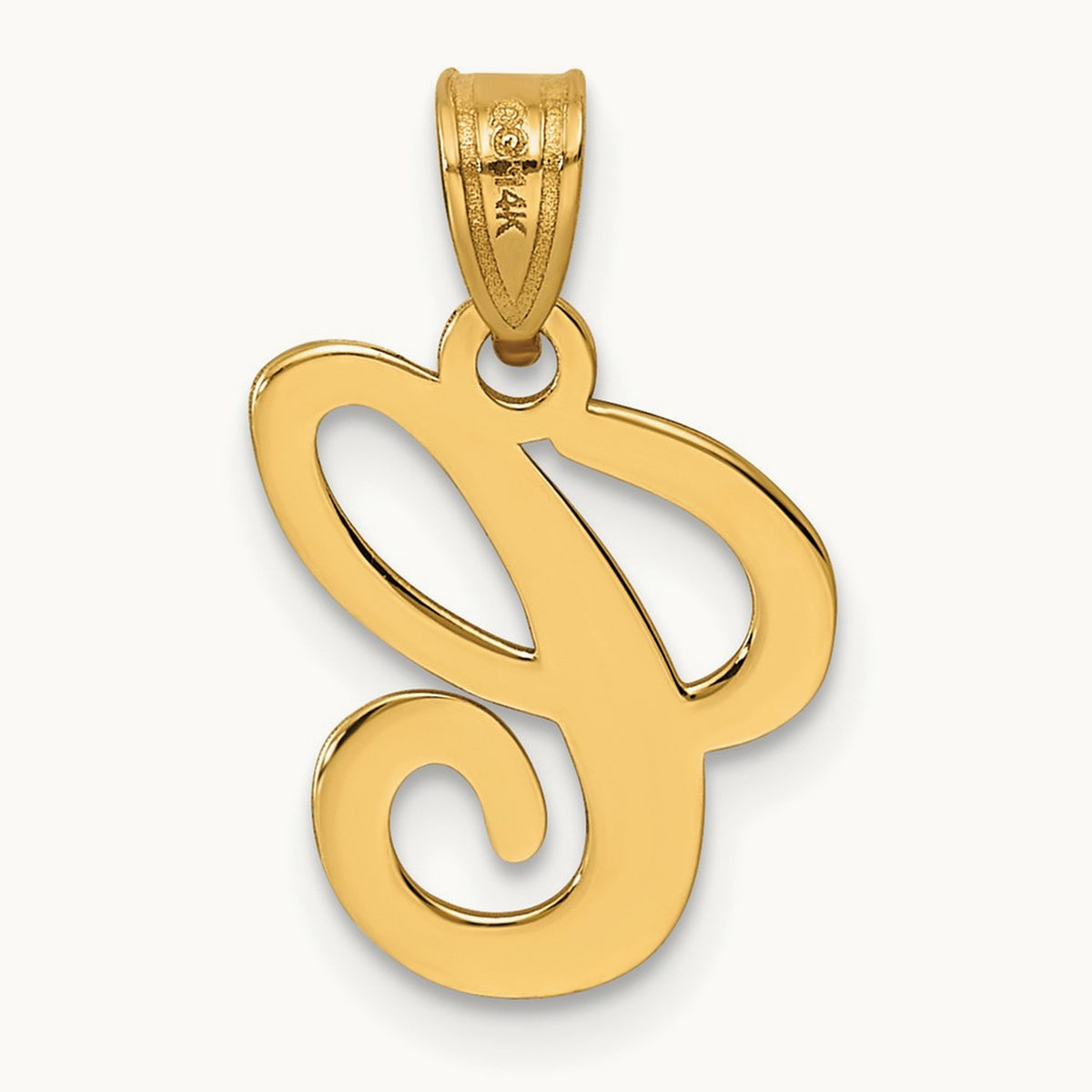 Script Letter C Initial Pendant, 14K Yellow Gold