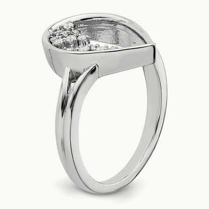 Polished Teardrop Diamond Ring, 14K White Gold