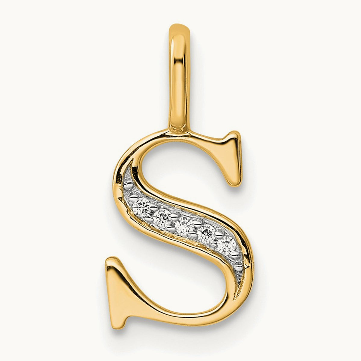 Diamond Letter S Initial Pendant, 14K