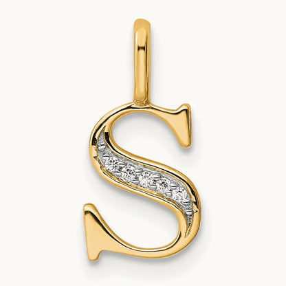 Diamond Letter S Initial Pendant, 14K