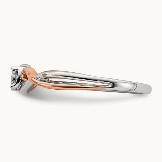 First Promise .05 cwt. Diamond Complete Promise/Eng, 14K White with Rose Gold