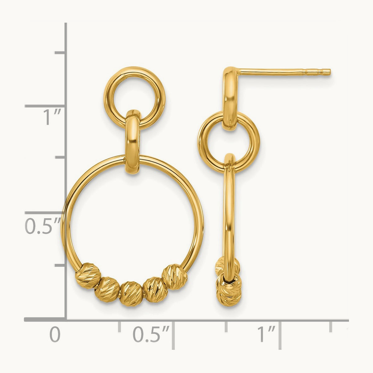 Polished and Diamond-cut Dangle Post Earrings, 14K — Leslie's