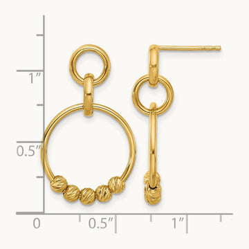 Polished and Diamond-cut Dangle Post Earrings, 14K — Leslie's