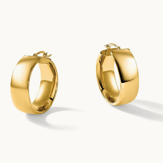 High Polished Small Hoop Earrings, 10mm, 14K
