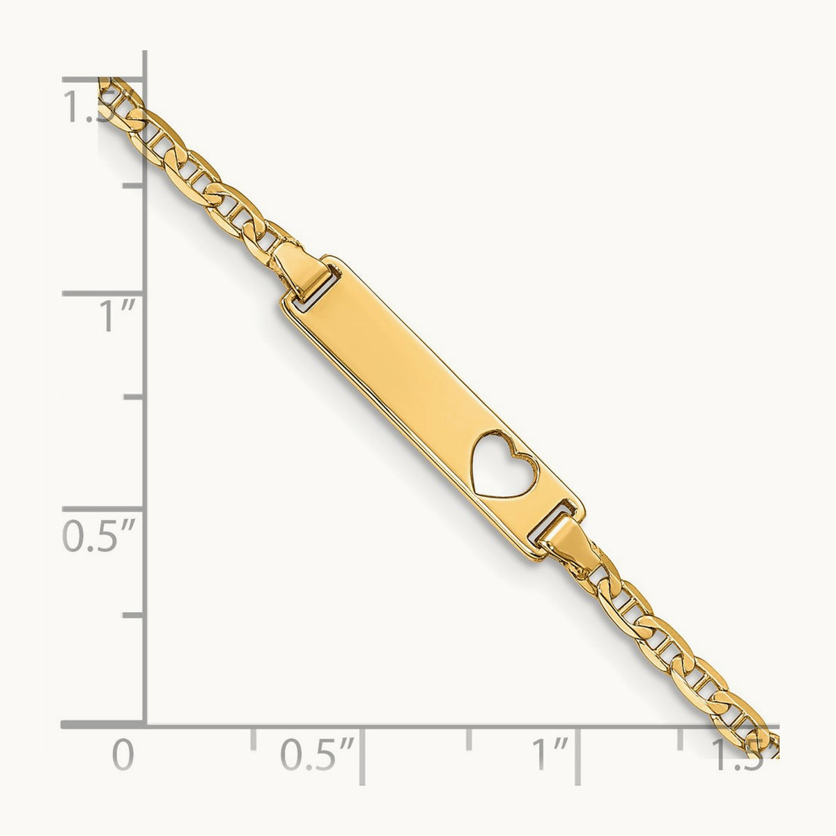 Cut-out Heart Anchor Link ID Bracelet — 7mm