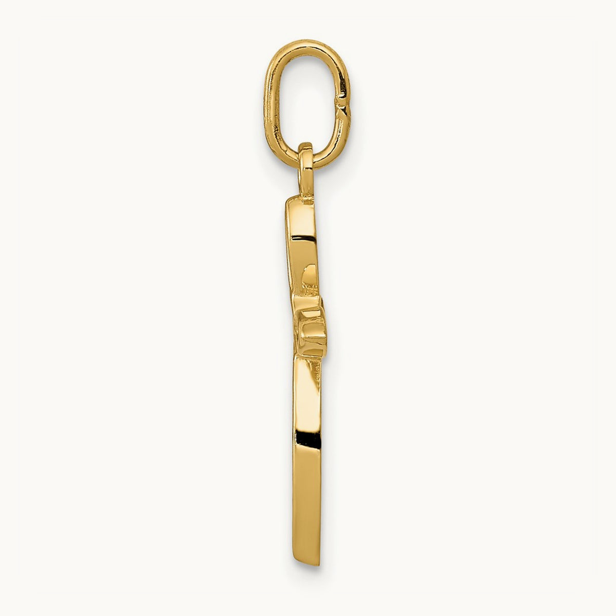 Polished Small Ribbon Cross Pendant — 14K Yellow Gold, 22.5mm