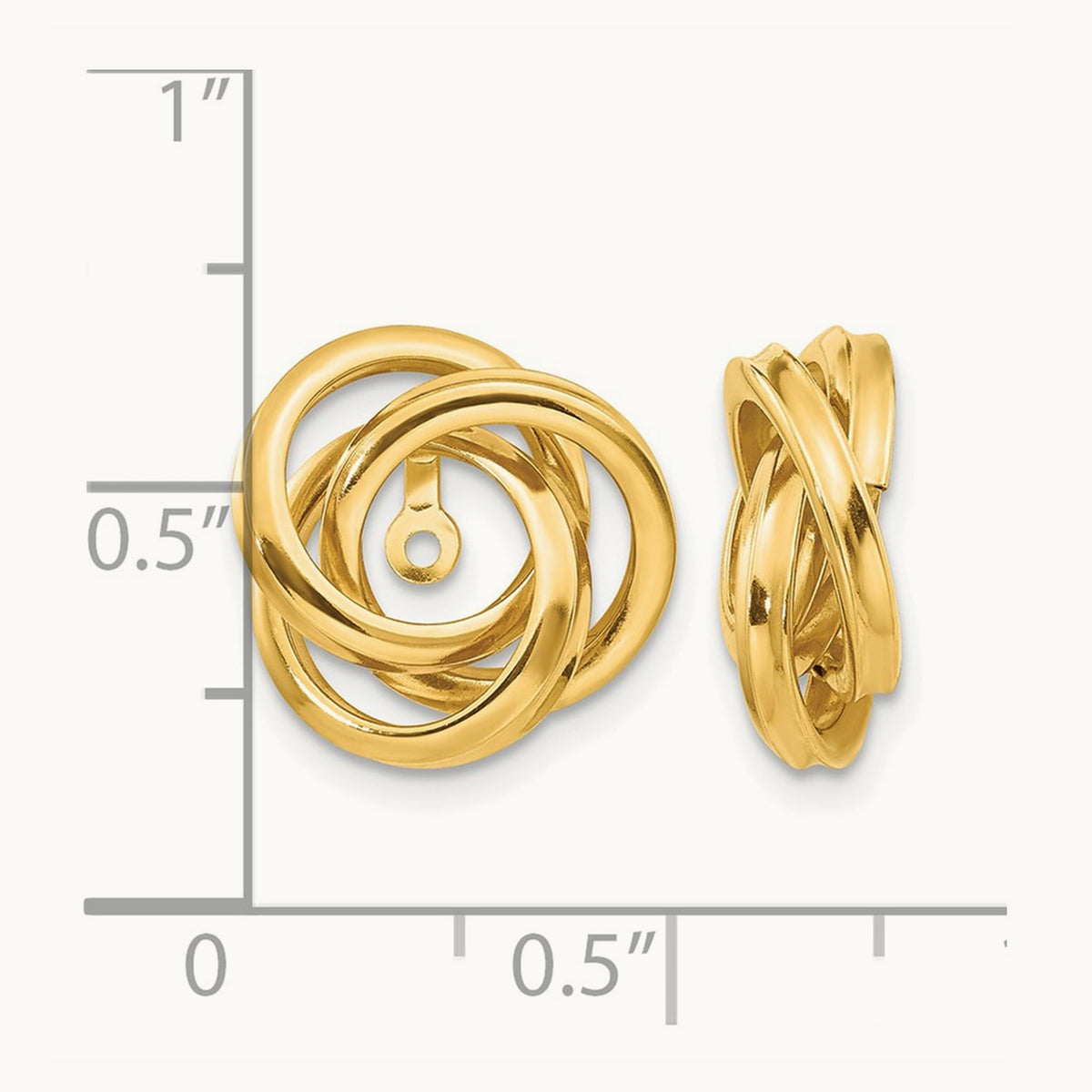 Polished Love Knot Earring Jackets — 14K Yellow Gold, 15mm