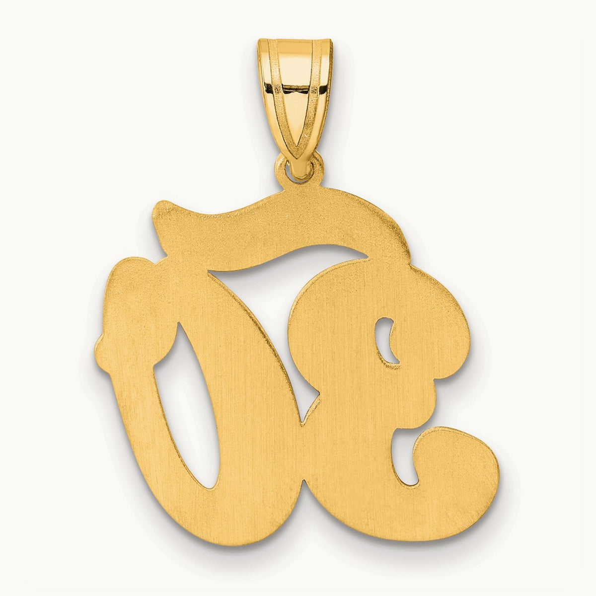 Brushed Border Script Number 30 Pendant, 14K