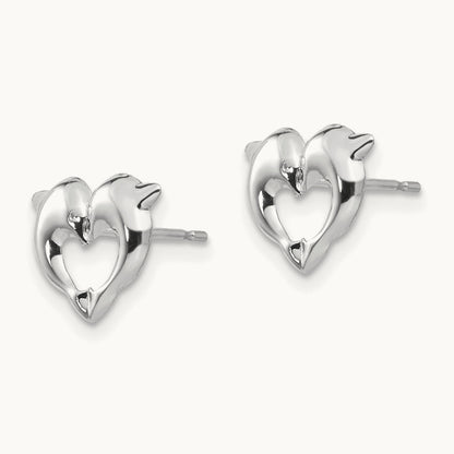 Madi K Dolphins Post Earrings, 14K White Gold