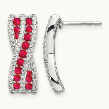 Diamond and Ruby Fancy Earrings, 14K White Gold