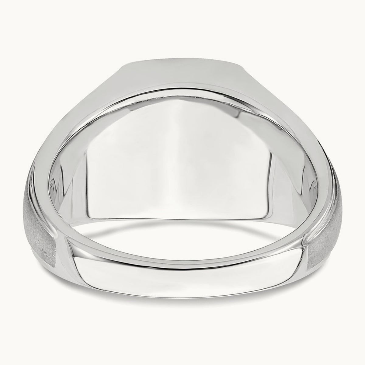 Polished & Satin Onyx & Diamond Mens Ring, 14K White Gold