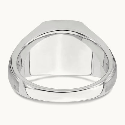 Polished & Satin Onyx & Diamond Mens Ring, 14K White Gold