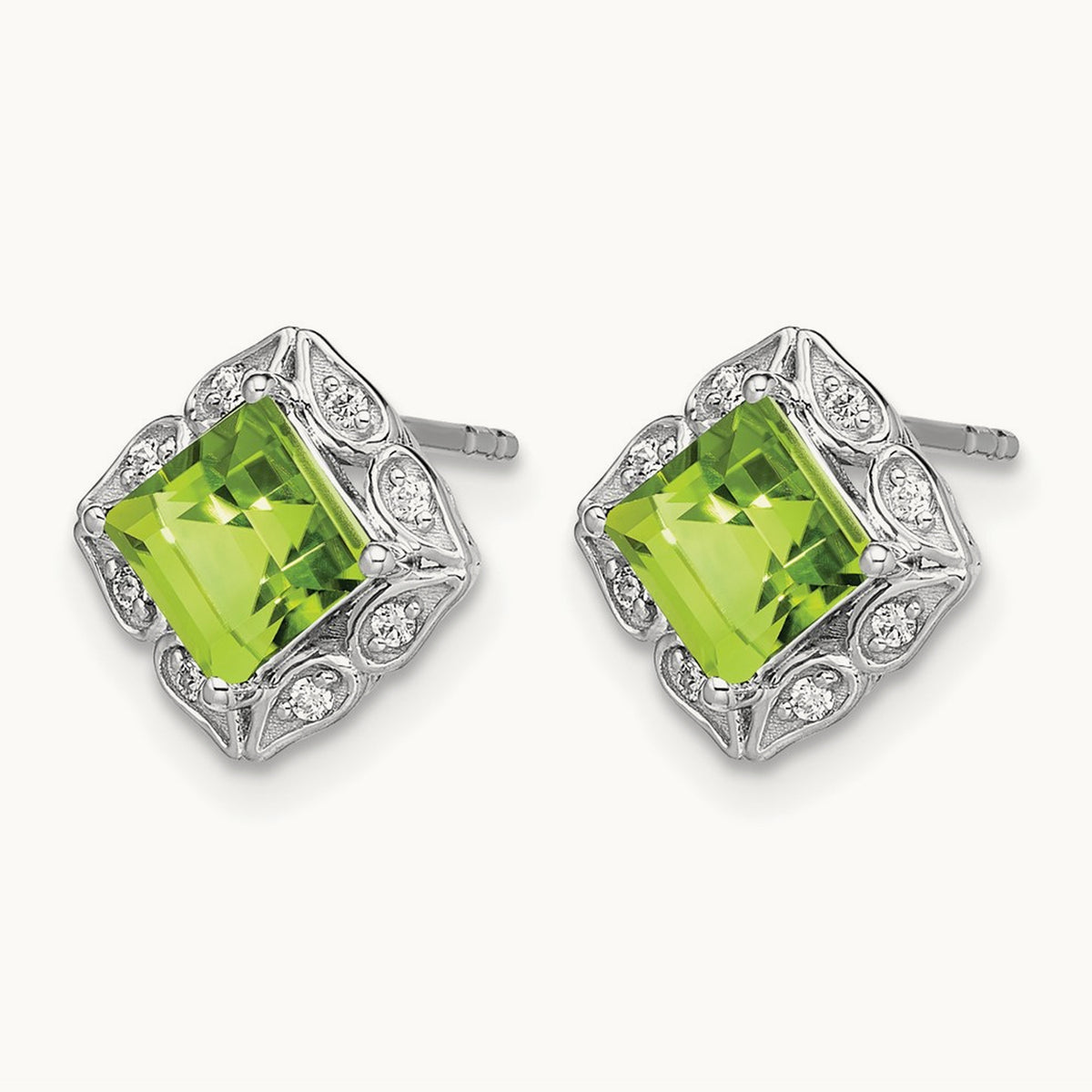 Square Peridot and Diamond Earrings — photo set