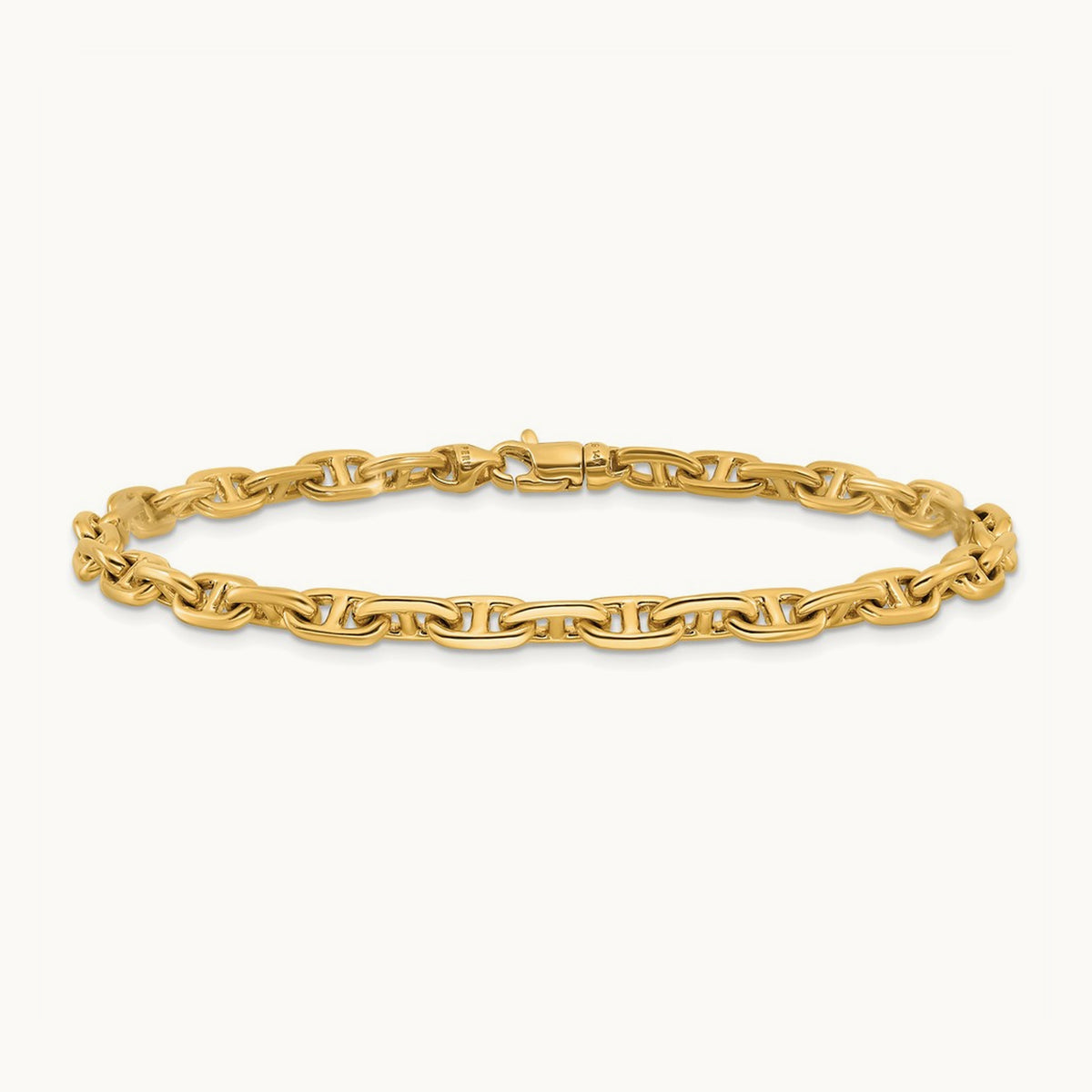 Hand-polished Fancy Link Bracelet — 14K Yellow Gold