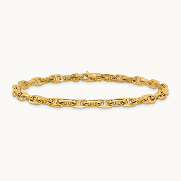 Hand-polished Fancy Link Bracelet — 14K Yellow Gold