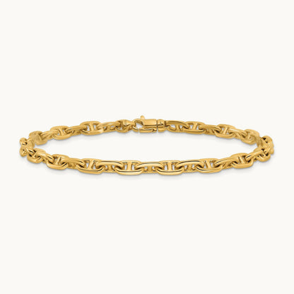 Hand-polished Fancy Link Bracelet — 14K Yellow Gold