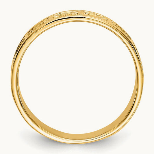 Polished & Satin Cross Band, 14K