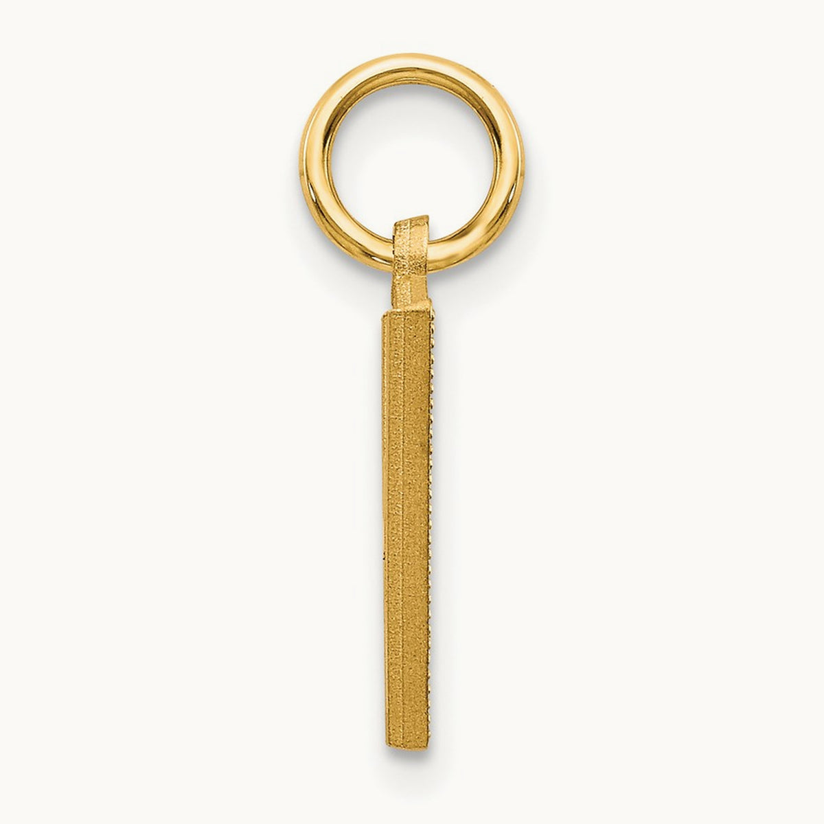 Satin Diamond-cut Initial Charm — 14K Yellow Gold, V