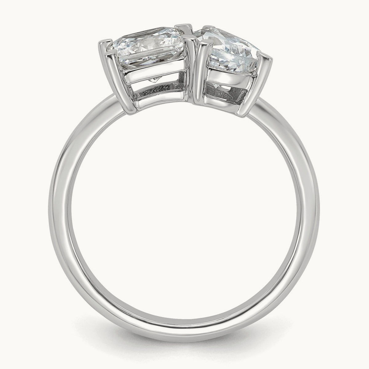 Princess & Pear 2 Stone Engagement Ring, 2.00 ct tw Lab-Grown Diamond — 14K White Gold
