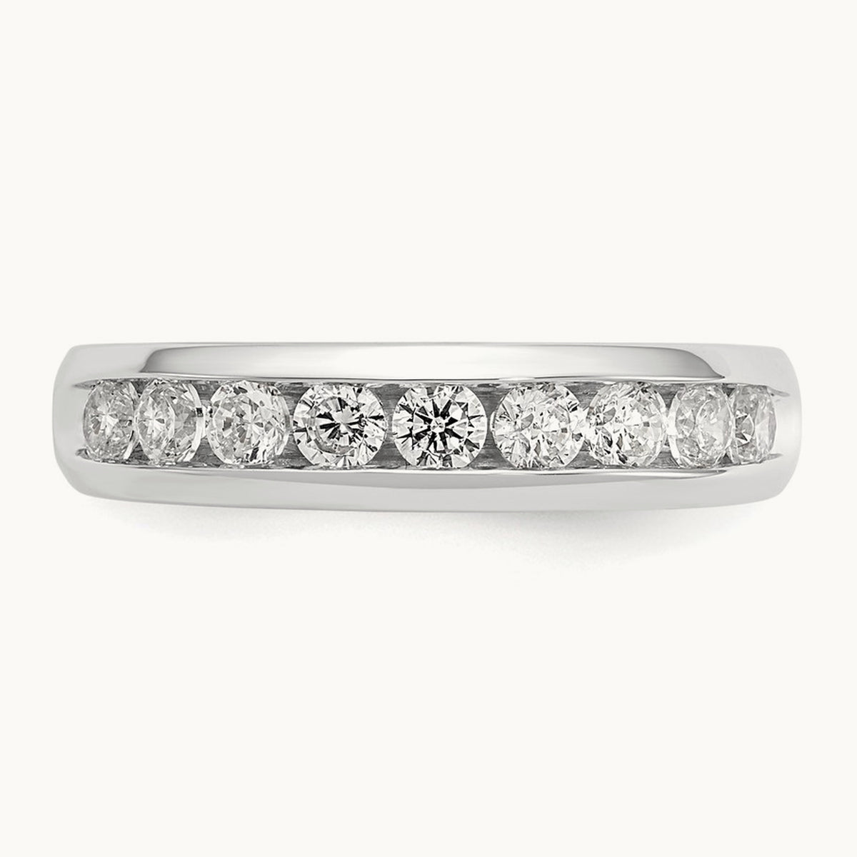 9-Stone Diamond Channel Band, 14K White Gold