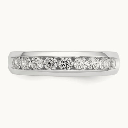 9-Stone Diamond Channel Band, 14K White Gold