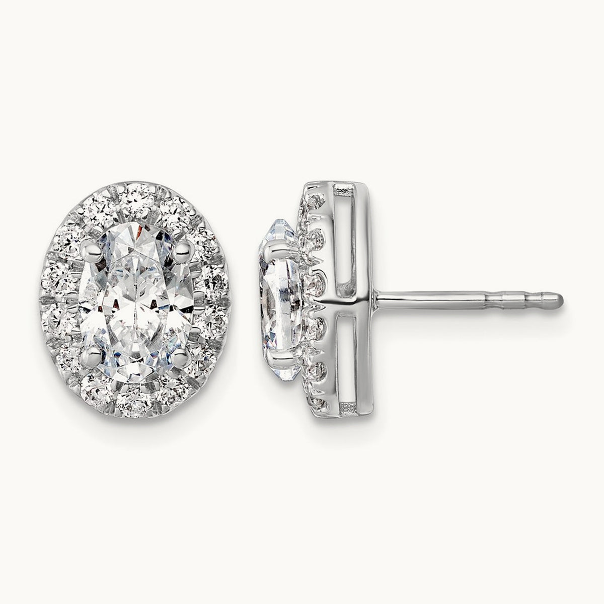 14w 2 1/2ct Lab Grown Diamond VS/SI+ G+ Cert Complete Oval Halo Earrings
