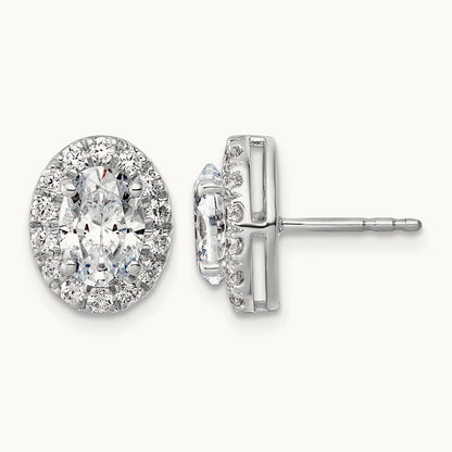 14w 2 1/2ct Lab Grown Diamond VS/SI+ G+ Cert Complete Oval Halo Earrings