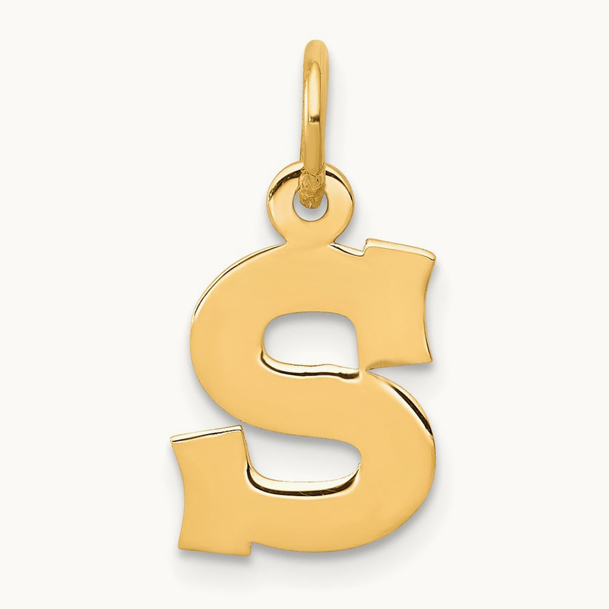 Small Block Initial Charm — 14K Yellow Gold, S