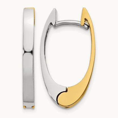 V Shaped Hinged Hoop Earrings, 14K Two-tone