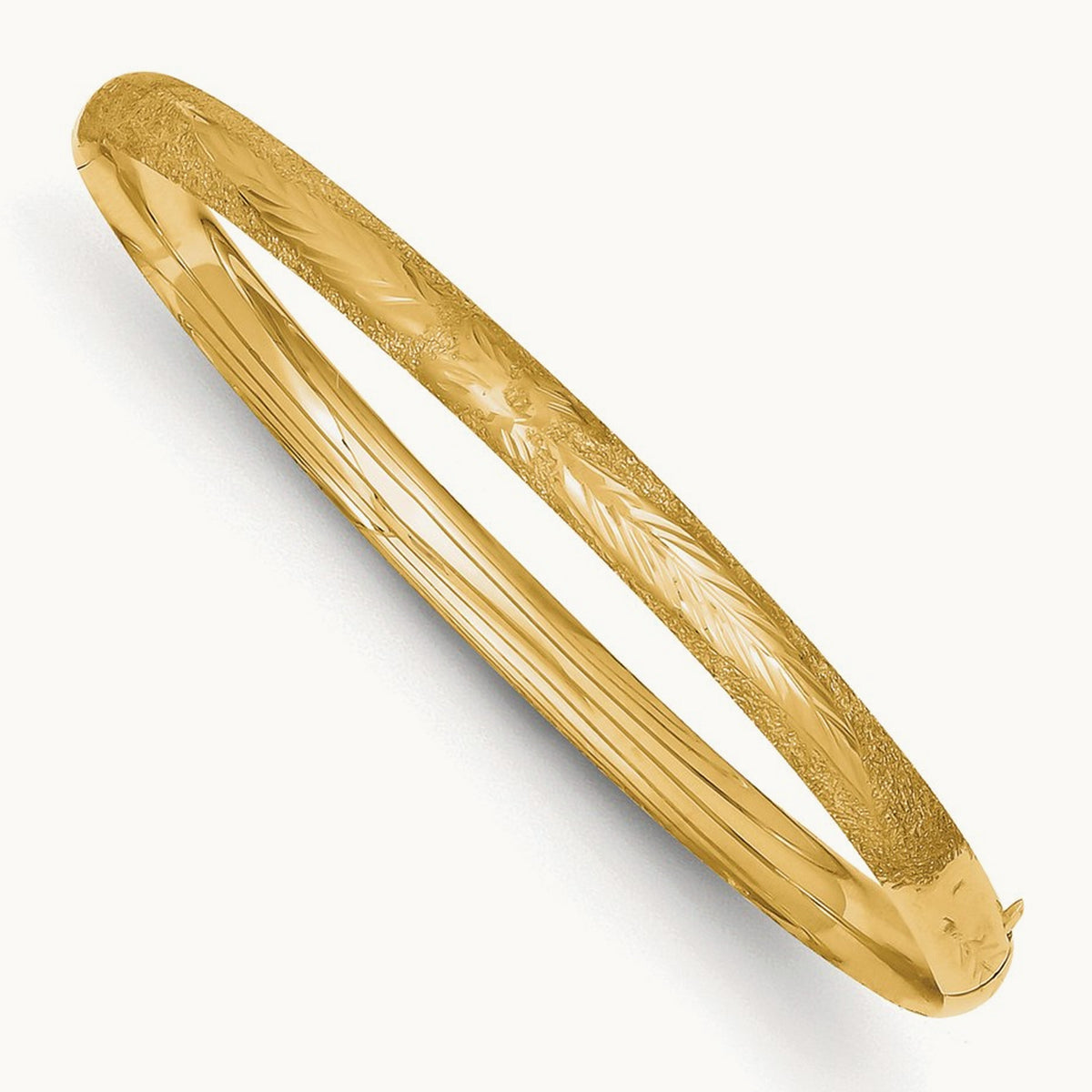 3/16 Oversized Laser Cut Hinged Bangle Bracelet, 14K