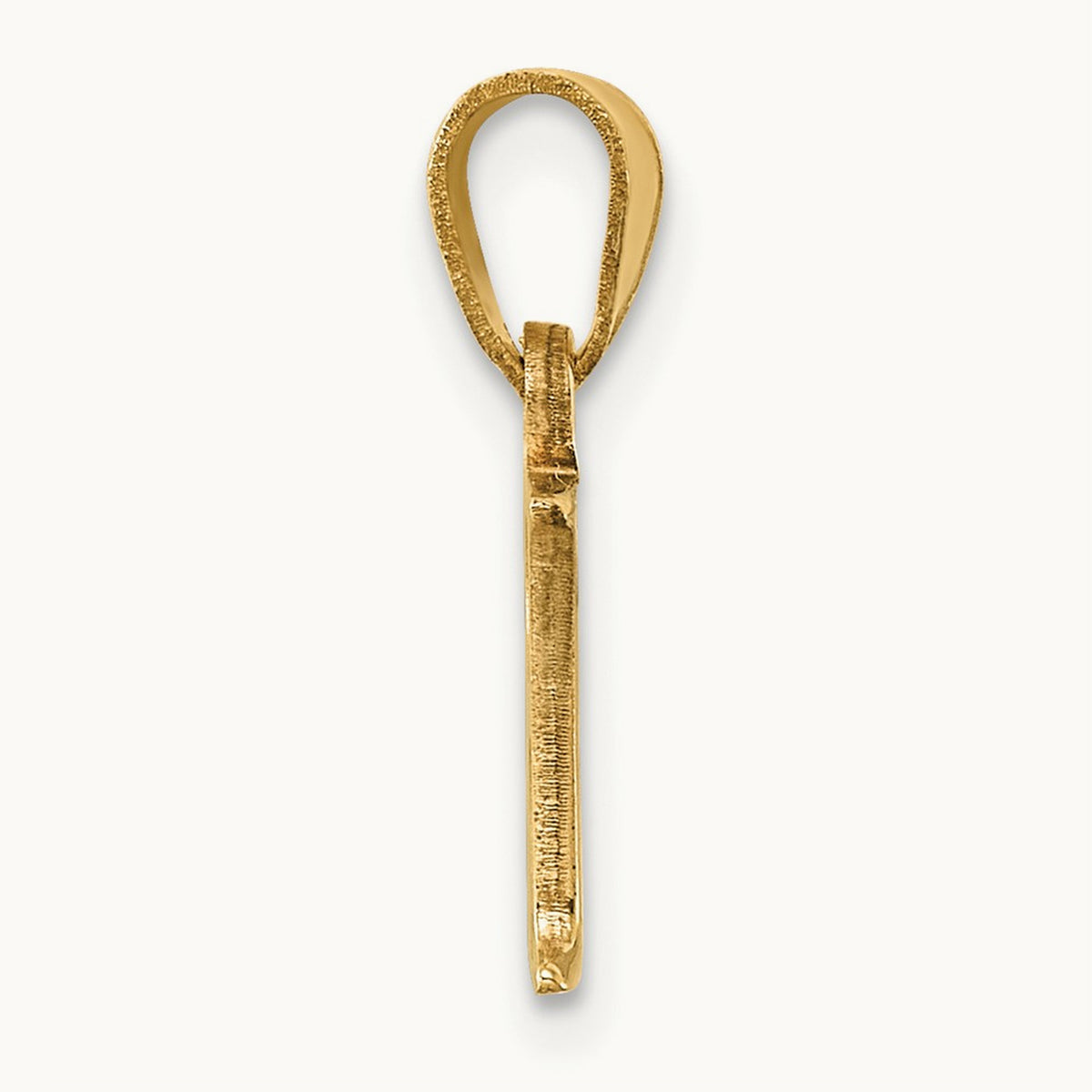 Polished Block Initial Pendant — 14K Yellow Gold, R