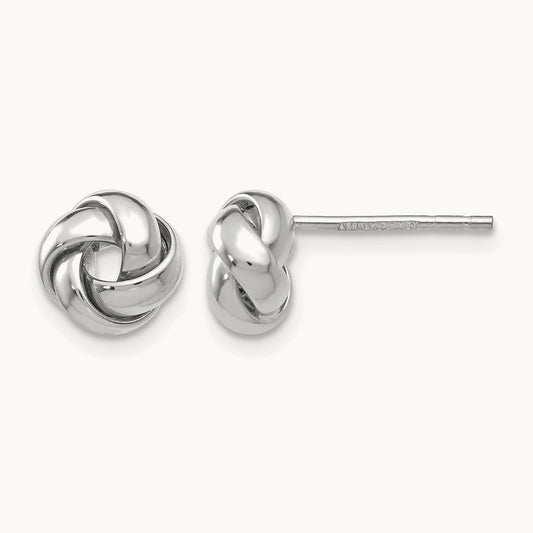Polished Knot Post Earrings, 14K White Gold