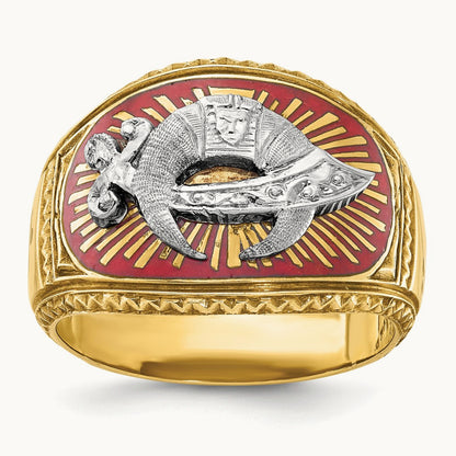 14ktt IBGoodman Men's Textured & Enameled Masonic Shriner's Ring