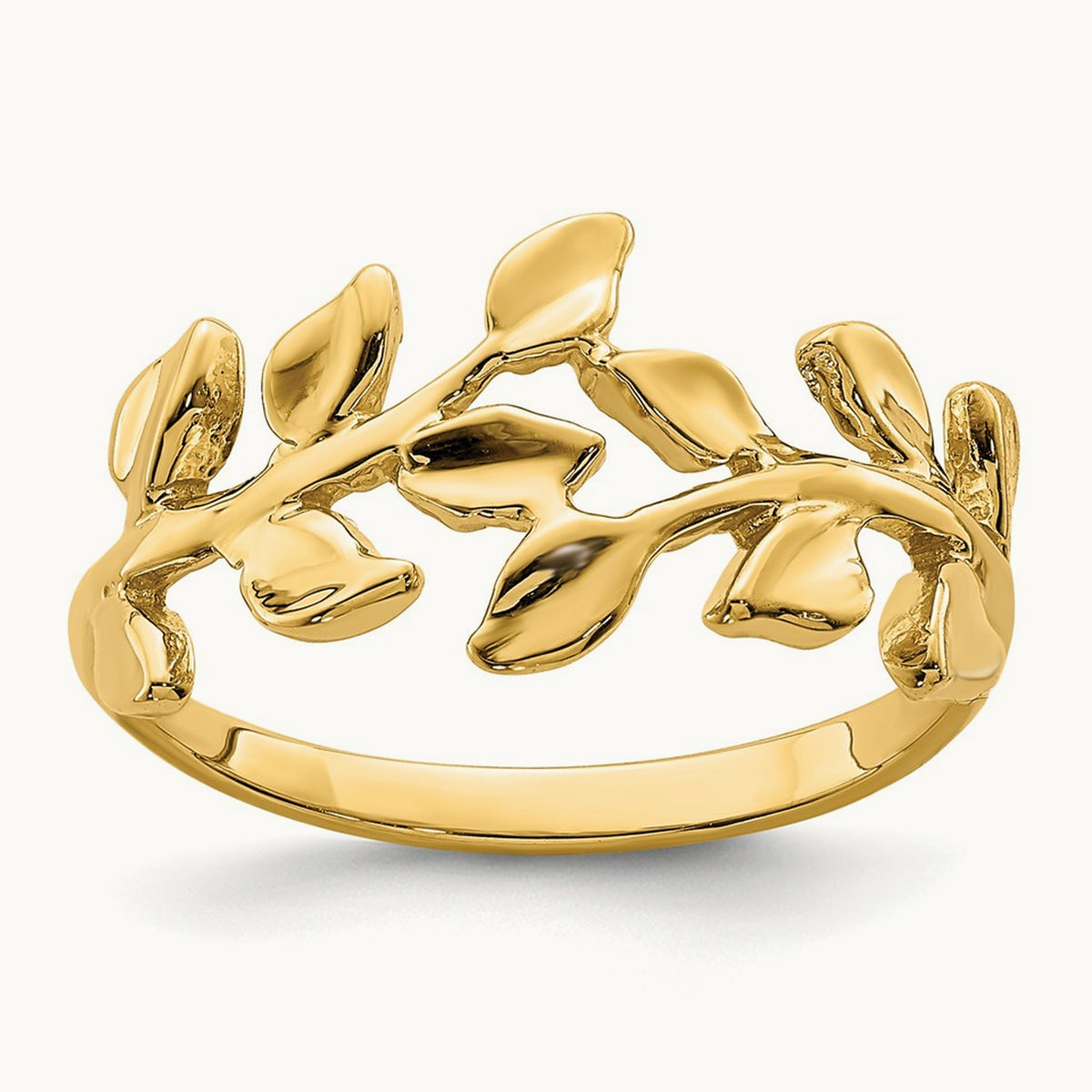 Polished Leaf Ring — 14K Yellow Gold, 7
