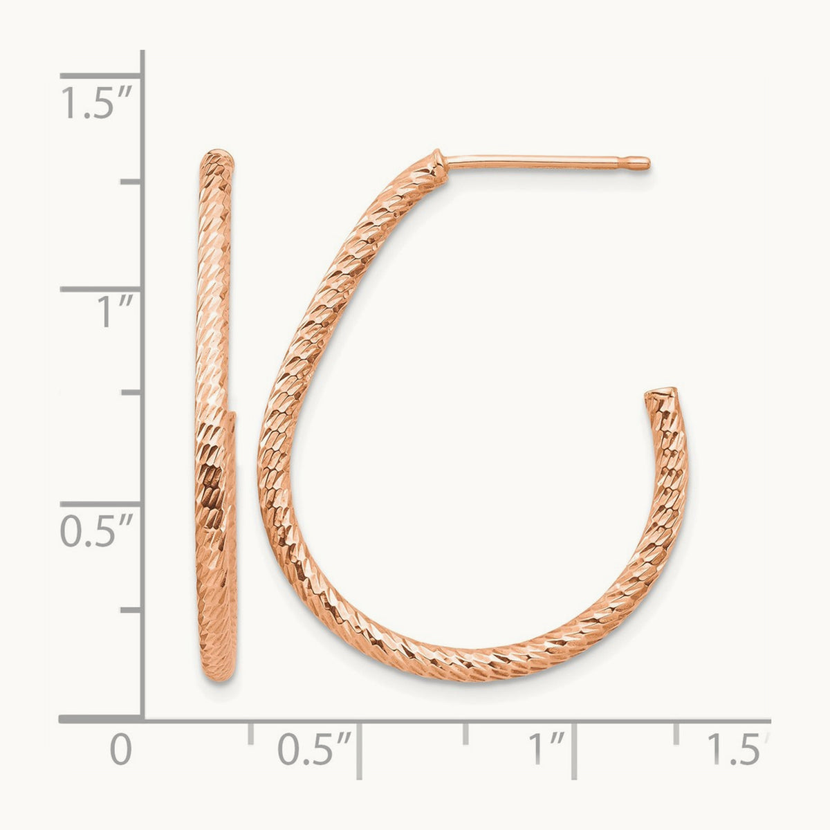 Polished Diamond-cut Post Dangle Earrings — 14K Rose Gold
