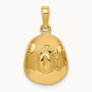 3-D Cowboy Hat Pendant, 14K