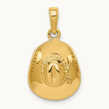 3-D Cowboy Hat Pendant, 14K