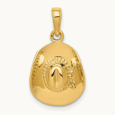 3-D Cowboy Hat Pendant, 14K