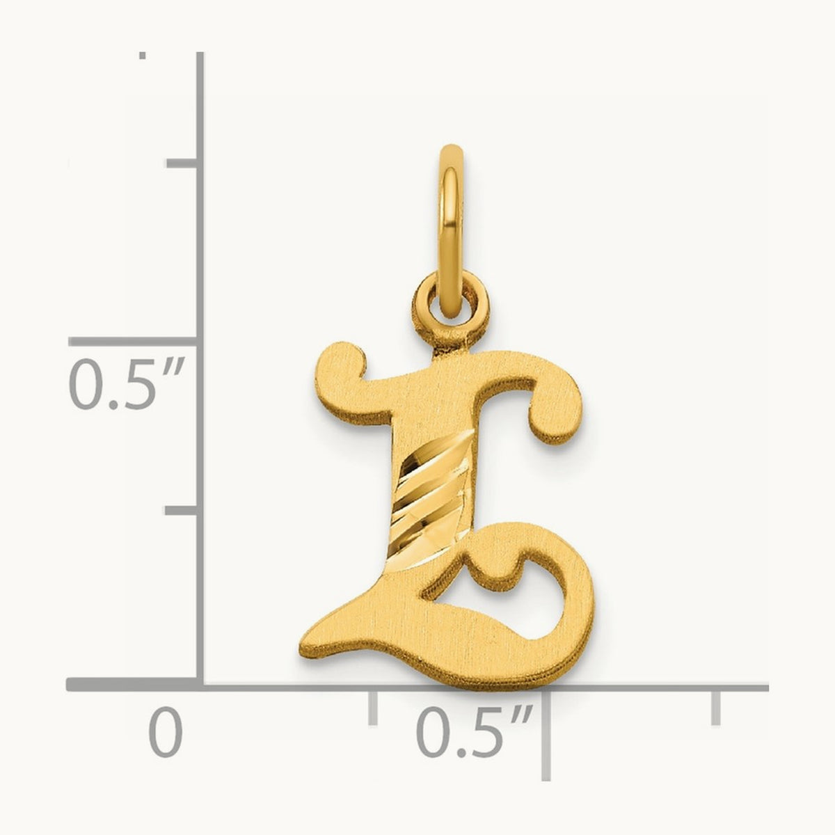 Diamond-cut Initial Charm — 14K Yellow Gold, L