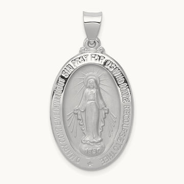 Polished/Satin Miraculous Medal Hollow Pendant — 34.5mm