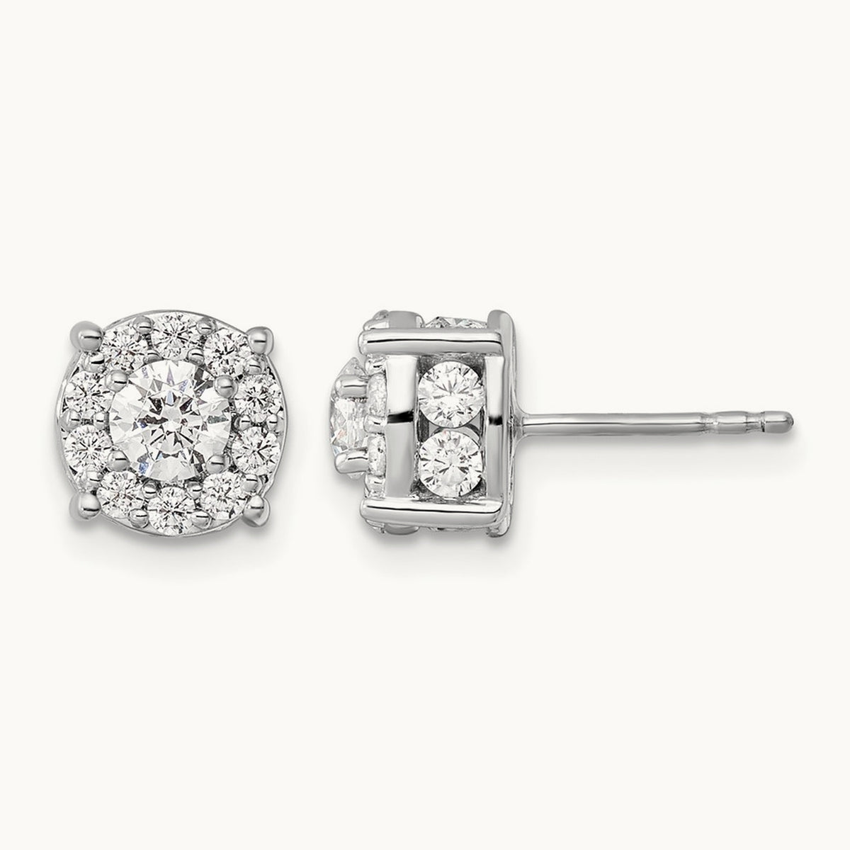 Round Halo Post Earrings, 1.00-2.00 ct tw Lab-Grown Diamond — 1 1/2 ct (2)