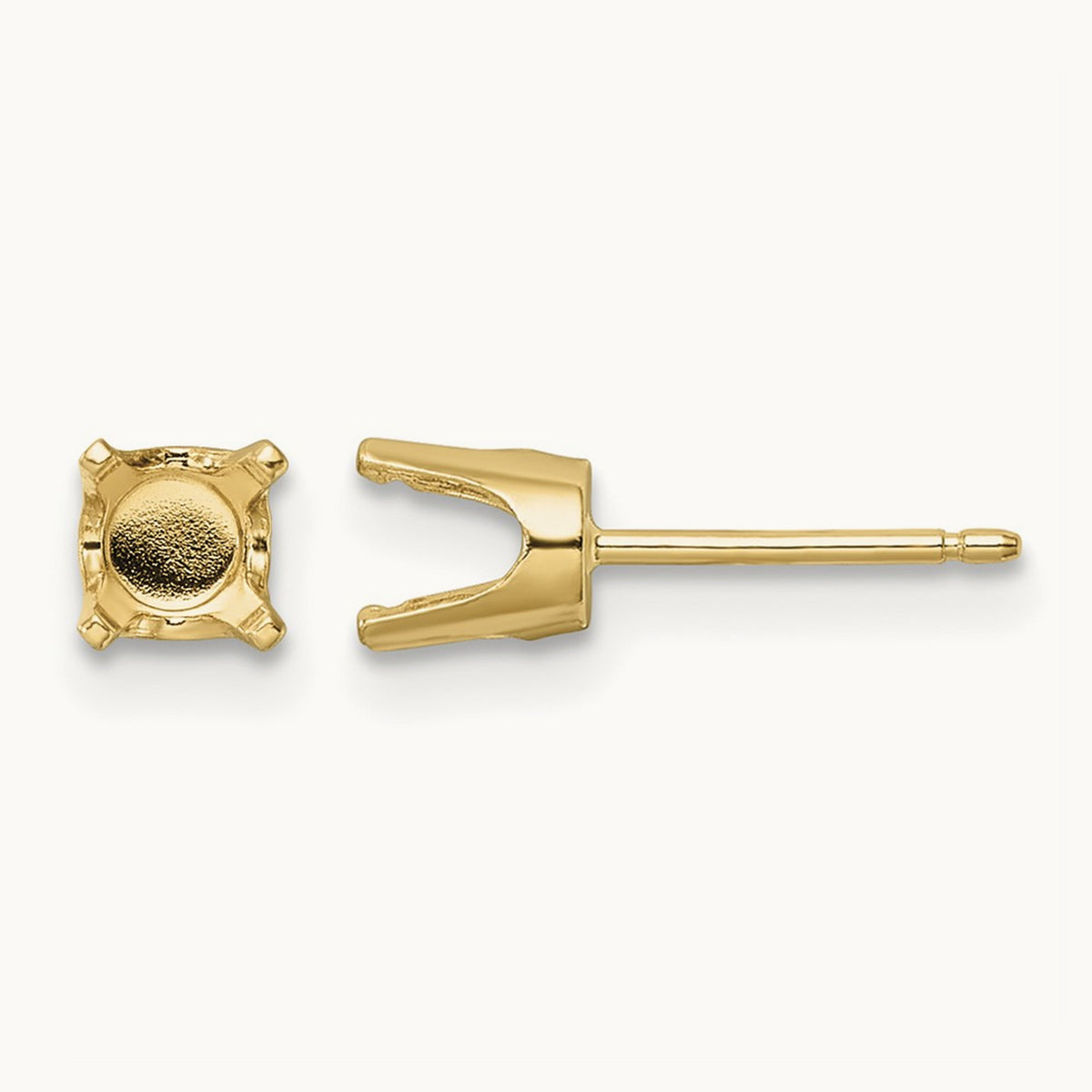 Setting: Round Stud Earring Mounting with backs — 14K Yellow Gold