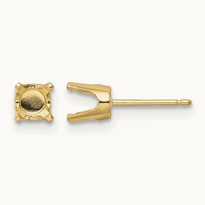 Setting: Round Stud Earring Mounting with backs — 14K Yellow Gold