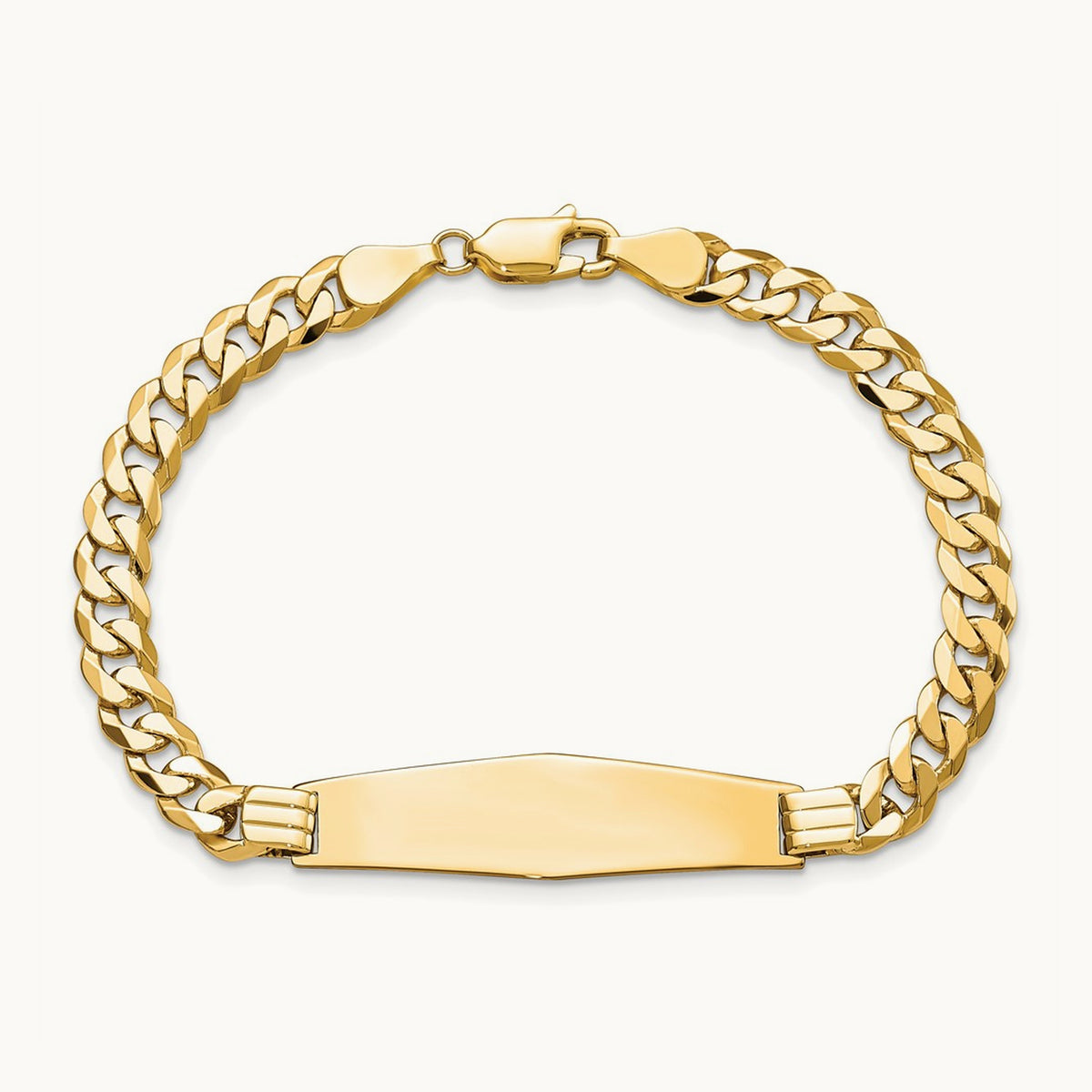 Curb Link Soft Diamond Shape ID Bracelet, 14K