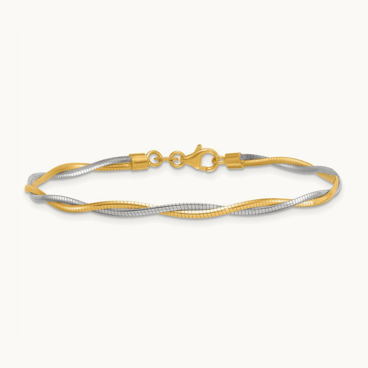 Polished Twisted Omega 7.5in Bracelet, 14K Two-tone