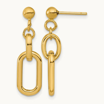 Polished Fancy Link Post Dangle Earrings, 14K — Leslie's