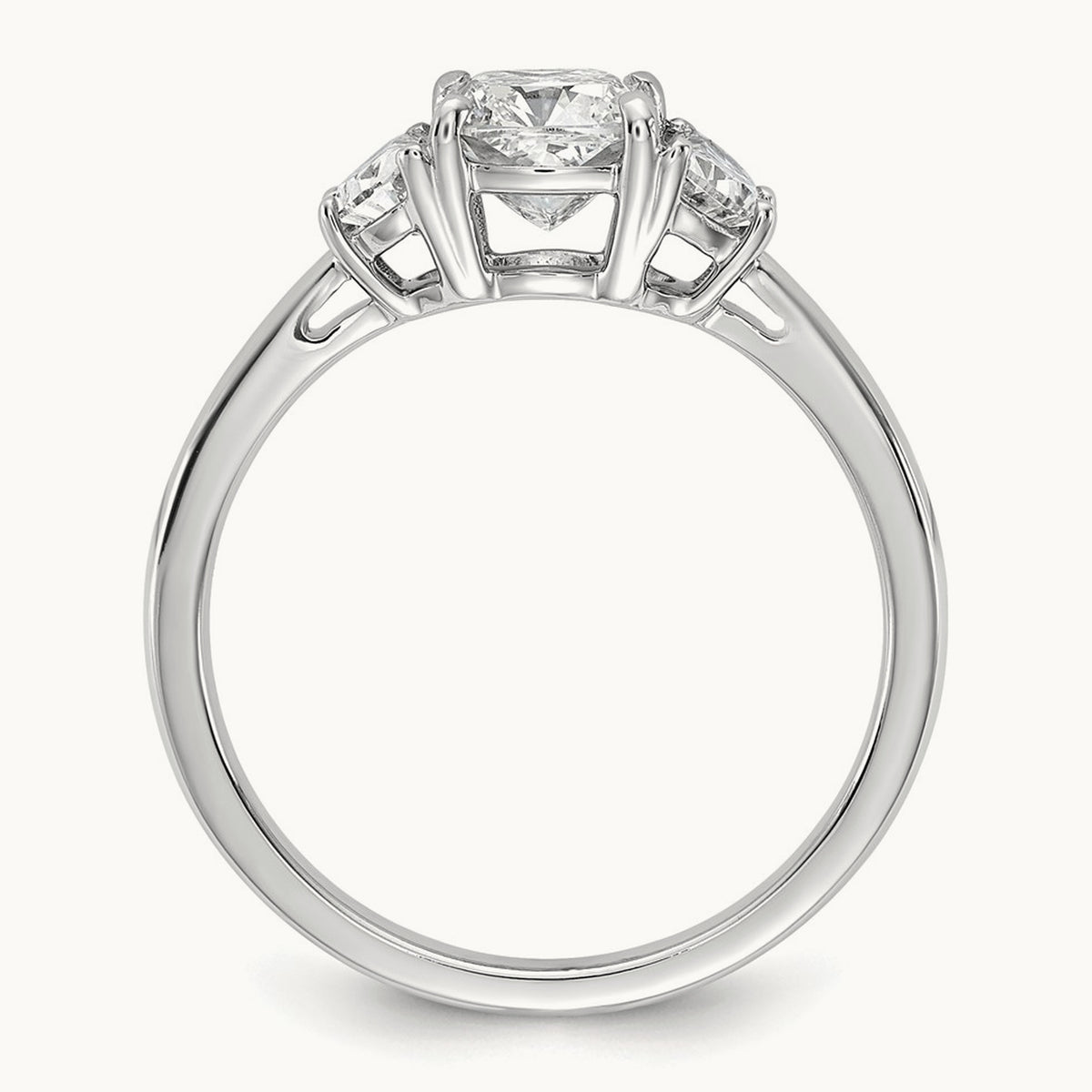 Half Moon & Cushion Semi-Mount Engagement Ring, 0.25-1.00 ct tw Lab-Grown Diamond — 3/8 ct, 14K White Gold